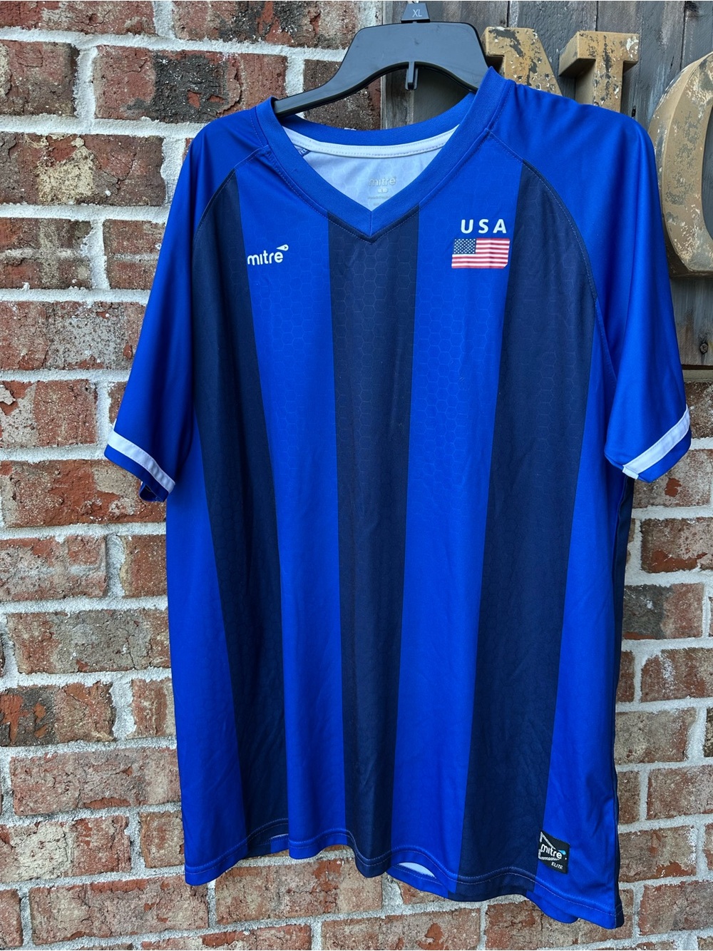 Mitre USA Men's Blue Striped Soccer Jersey
